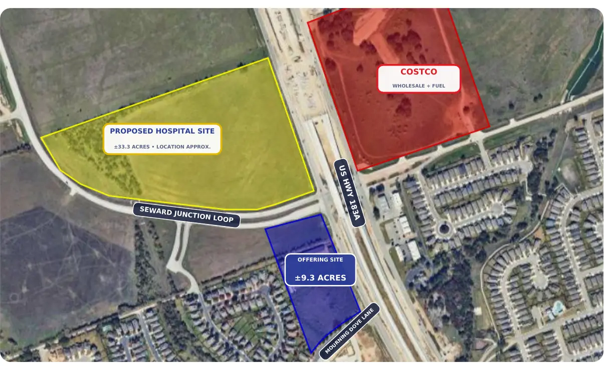 Seward Junction Gateway — Location map — Costco and proposed hospital site
